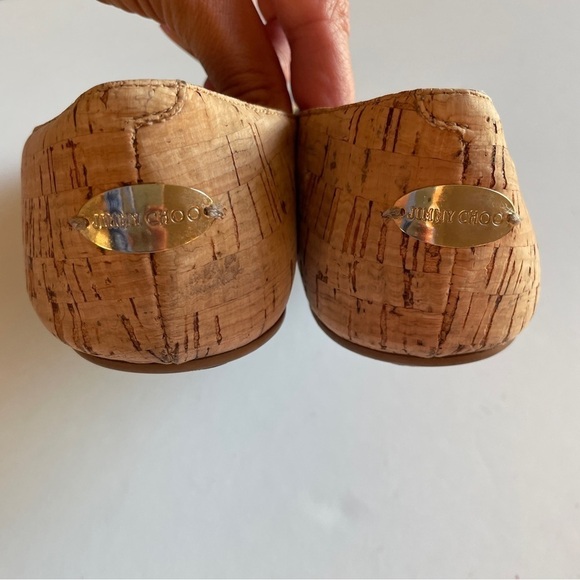 Jimmy Choo Whirl Cork Gold Leather Cap Ballet Flats - Picture 11 of 15
